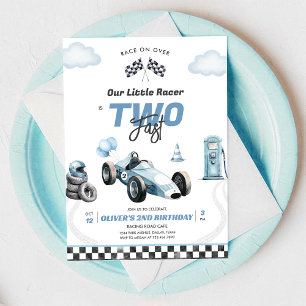 Two Fast Race Car Boy 2nd Birthday Invitation