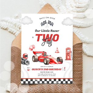 Two Fast Race Car Boy 2nd Birthday Invitation