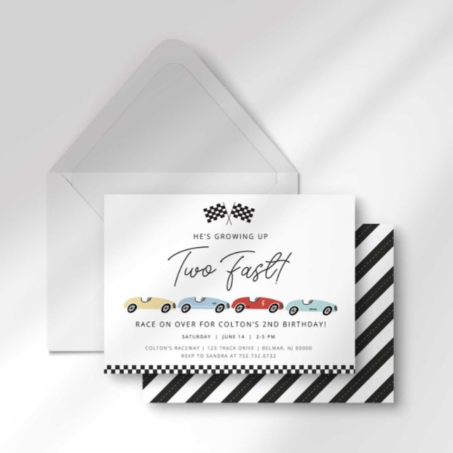 Two Fast Race Car Boy 2nd Birthday Invitation (Creator Uploaded)