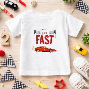 Two Fast Race Car Boy 2nd Birthday Party Baby T-Shirt
