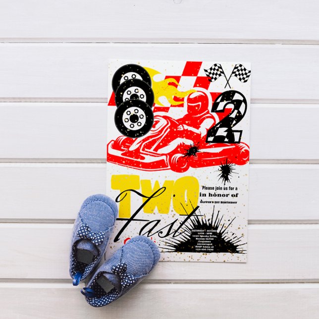 Two Fast Race Car Boy 2nd Birthday Party Invitatio Invitation (Creator Uploaded)