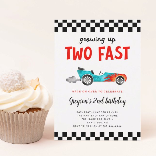 Two Fast Race Car Boy 2nd Birthday Party Invitation (Creator Uploaded)