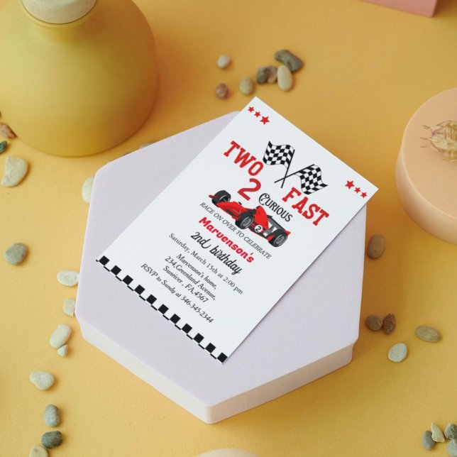 Two fast race car boy 2nd birthday party   invitation (Creator Uploaded)