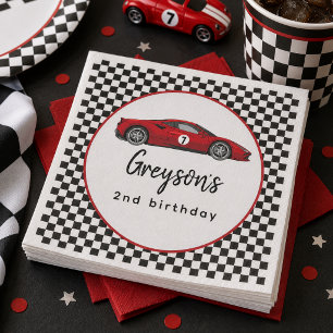 Two Fast Race Car Boy 2nd Birthday Party Napkin