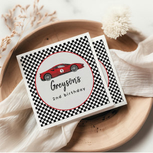 Two Fast Race Car Boy 2nd Birthday Party Napkin