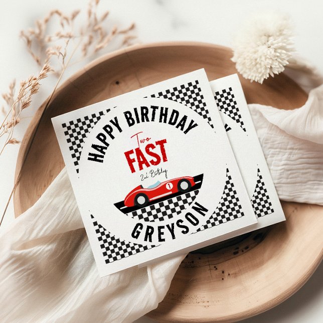 Two Fast Race Car Boy 2nd Birthday Party Napkin (Creator Uploaded)