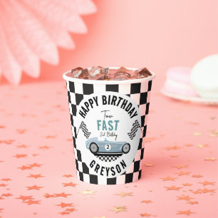 Two Fast Race Car Boy 2nd Birthday Party Paper Cups