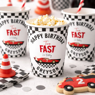 Two Fast Race Car Boy 2nd Birthday Party Paper Cups
