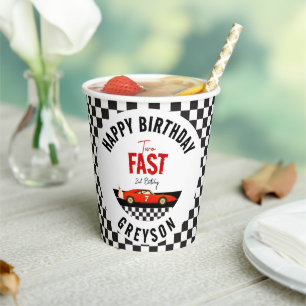 Two Fast Race Car Boy 2nd Birthday Party Paper Cups