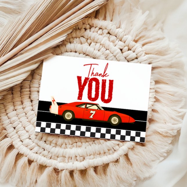Two Fast Race Car Boy 2nd Birthday Party Thank You Card (Creator Uploaded)