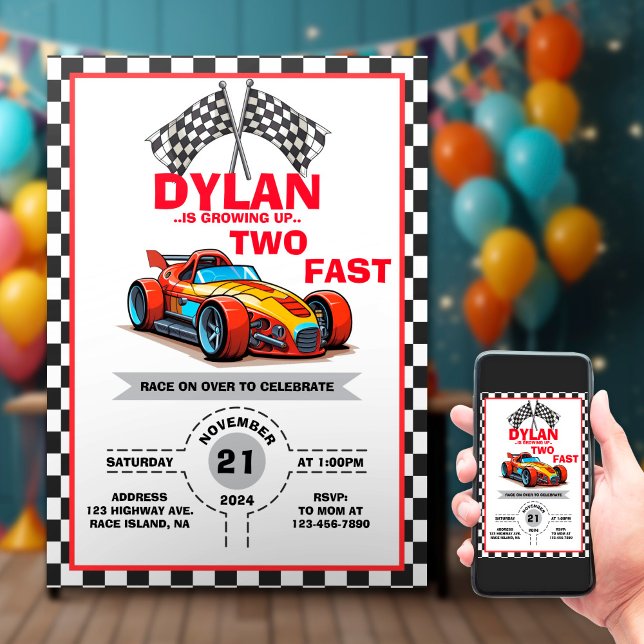 Two Fast Race Car Invitation (Creator Uploaded)