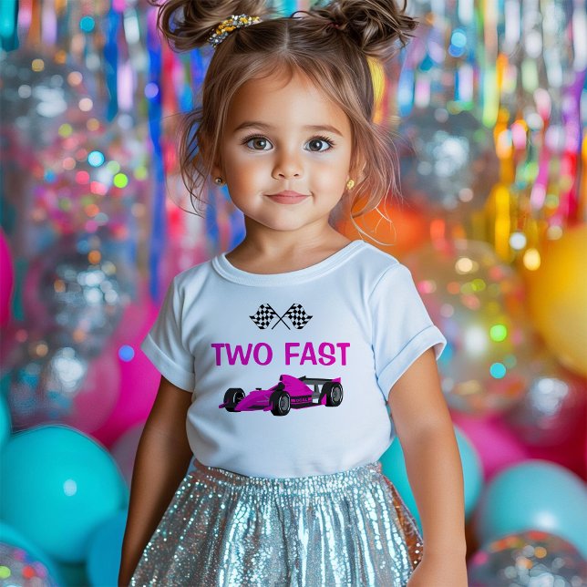 Two Fast Race Car Pink Girl 2nd Birthday Toddler T-Shirt (Creator Uploaded)
