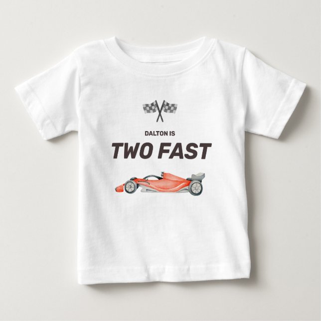 Two Fast Race Car Second Birthday Toddler Baby T-Shirt (Front)