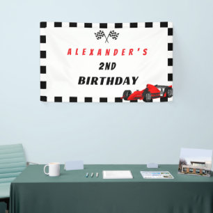 Two Fast Racing Car 2nd Birthday Boy Banner