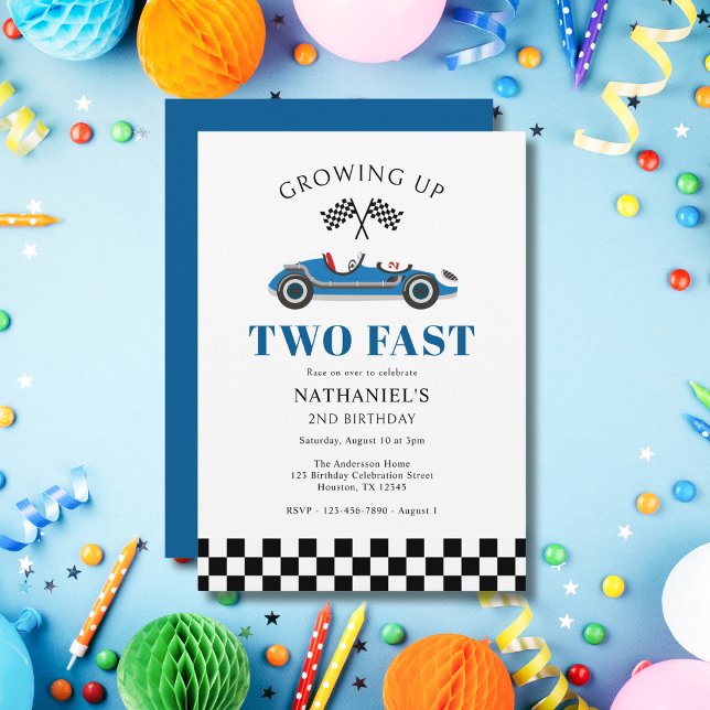 Two Fast Racing Car 2nd Birthday Celebration Invitation (Creator Uploaded)