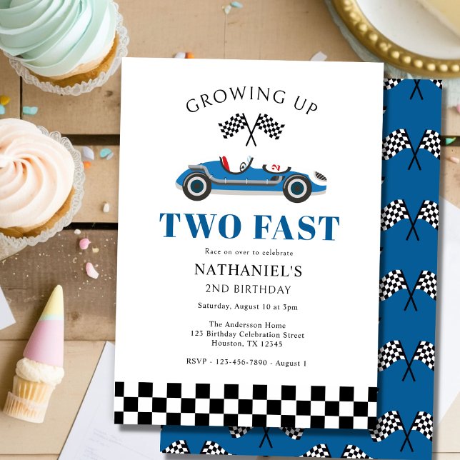 Two Fast Racing Car 2nd Birthday Celebration Invitation (Creator Uploaded)