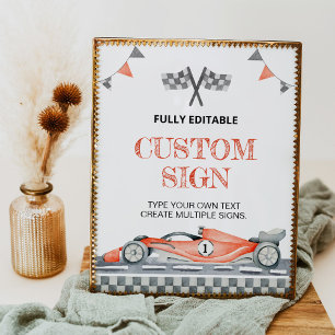 Two Fast Racing Car Birthday Custom Table Sign