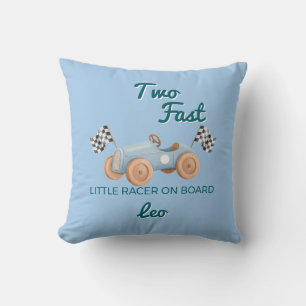 Two Fast Racing Car Boy 2nd Birthday Personalised Cushion