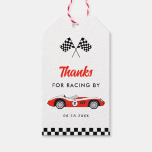 Two Fast Red Vintage Race Car Boy 2nd Birthday Gift Tags