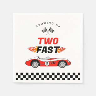 Two Fast Red Vintage Race Car Boy Birthday Napkin
