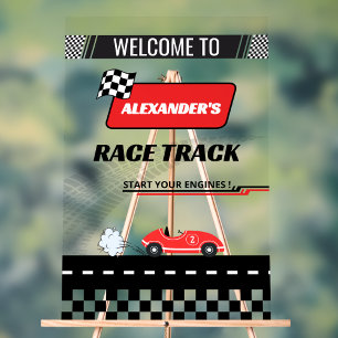 Two Fast retro red race car boy birthday welcome Acrylic Sign