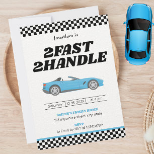 Two Fast Two Handle Boy 2nd Second Birthday Party Invitation
