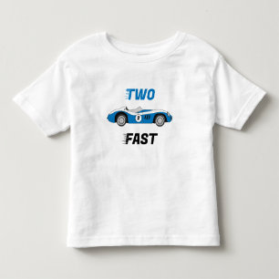 Two Fast Vintage Blue Race Car Boy 2nd Birthday Toddler T-Shirt