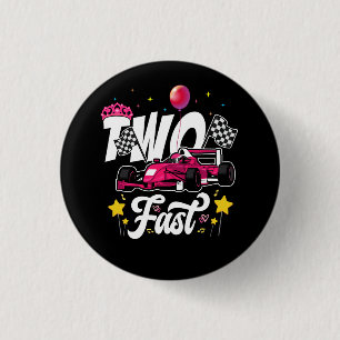 Two Fast Vintage Car Birthday Theme 2nd Birthday O 3 Cm Round Badge