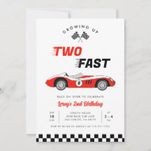 Two Fast Vintage Race Car Boy 2nd Birthday