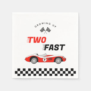 Two Fast Vintage Red Race Car Boy Birthday Napkin