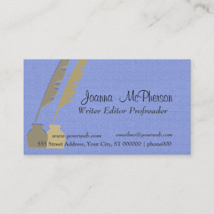 Two Feathers Pens Two Inks Blue N Gold Colour Business Card