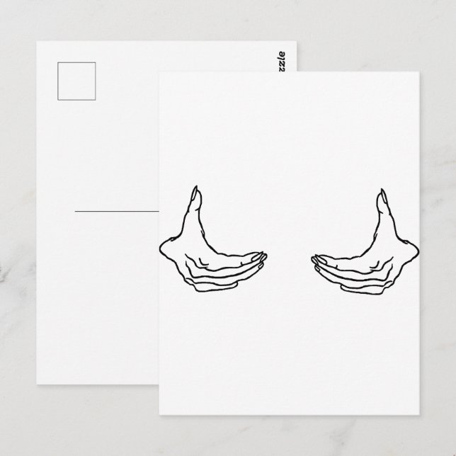 Two Female Hands Holding Chest Outline Postcard (Front/Back)