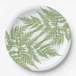Two Fern Fronds Silhouette Paper Plate