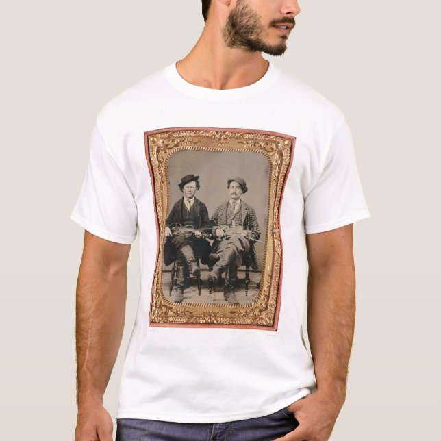 Two fiddlers, seated with instruments (40050) T-Shirt (Front)