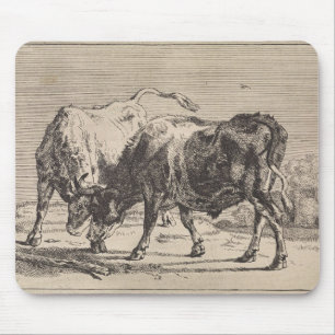 Two Fighting Bulls (by Paulus Potter) Mouse Pad