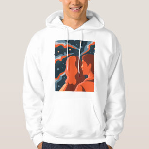 Two Figures Contemplating an Abstract Cosmic Scene Hoodie