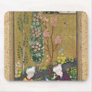 Two Figures Reading and Relaxing in an Orchard Mouse Pad