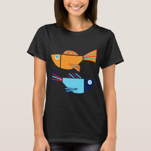 TWO FISH Yellow Fish Blue Fish Hand Cut from Paper T-Shirt