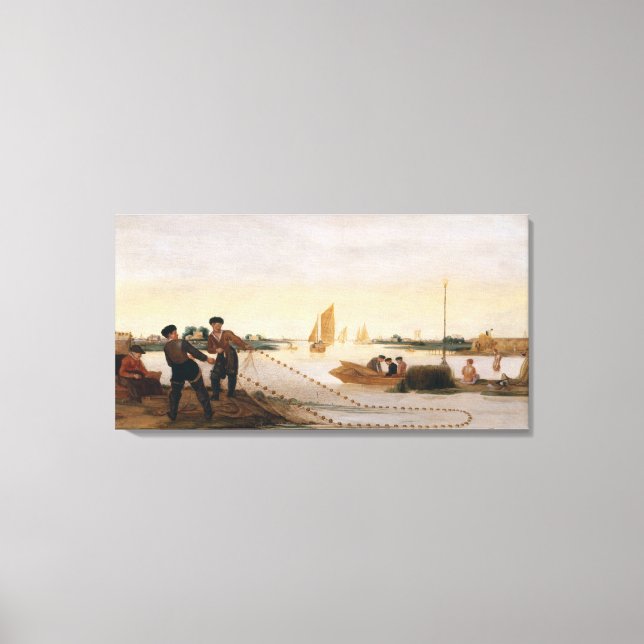 Two Fishermen Pulling in their Nets Canvas Print (Front)
