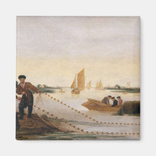 Two Fishermen Pulling in their Nets Magnet