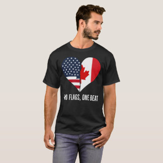 Two Flags One Beat Canada🇨🇦 America🇺🇸 T-Shirt