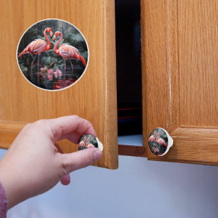 Two Flamingos Ceramic Knob