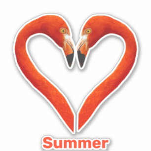 Two Flamingos & Heart Shape with Editable Text