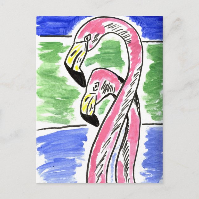 Two Flamingos Postcard (Front)