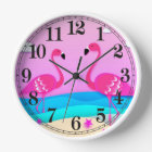 Two Flamingos Wall Clock