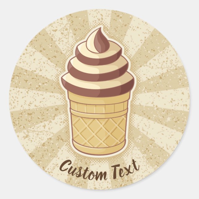 Two Flavours Ice Cream Cup Classic Round Sticker (Front)