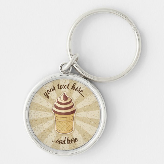 Two Flavours Ice Cream Cup Key Ring (Front)