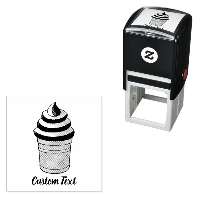 Two Flavours Ice Cream Cup Self-inking Stamp (In Situ)