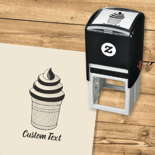 Two Flavours Ice Cream Cup Self-inking Stamp