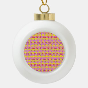 Two Flowers Roses Ceramic Ball Christmas Ornament